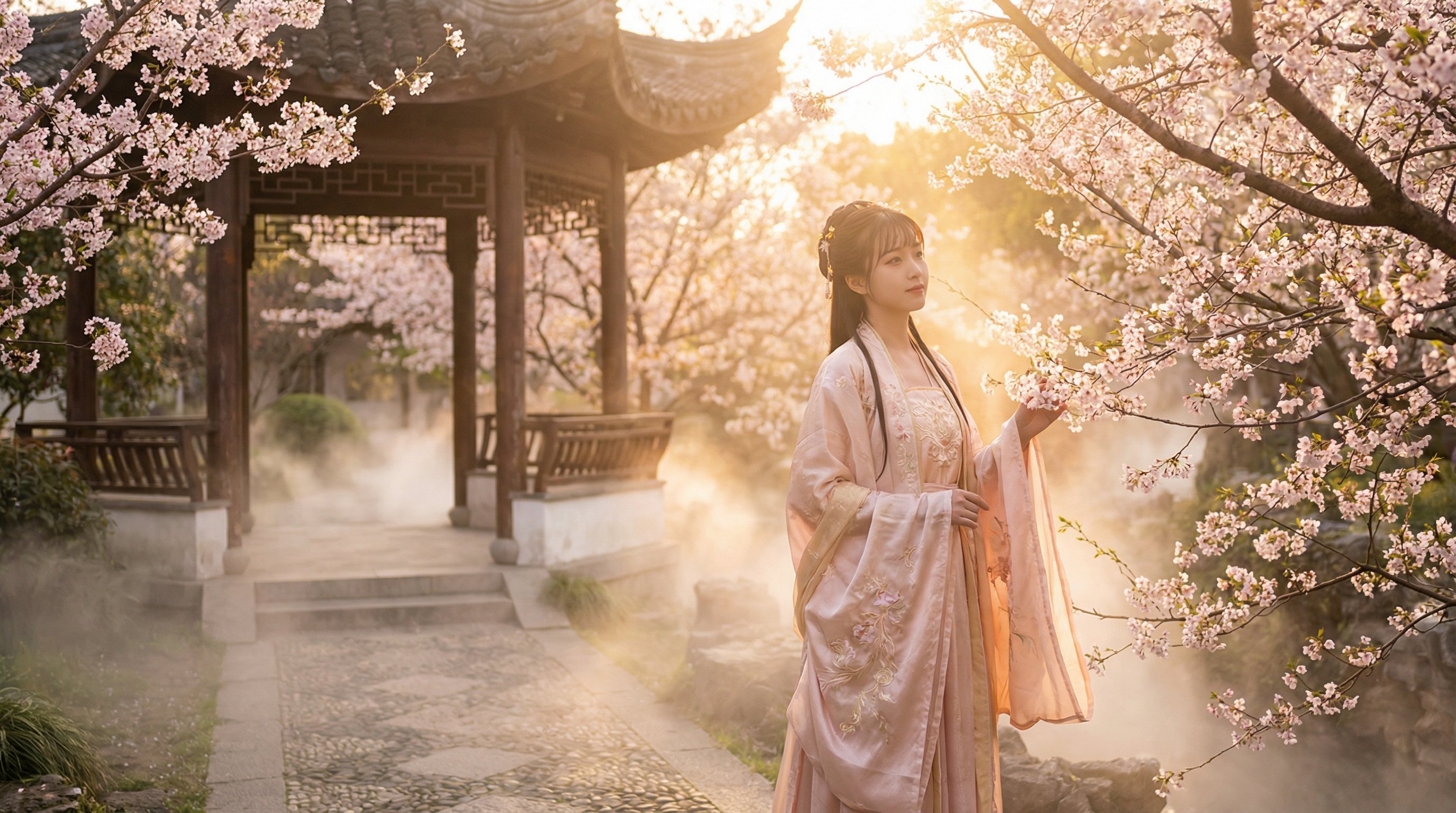 公共场合视频：古风汉服美少女写真