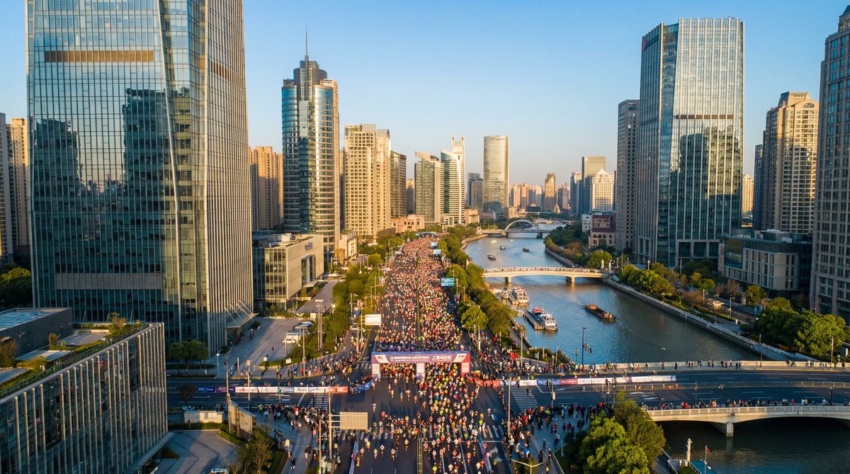 国产主播城市马拉松航拍视频